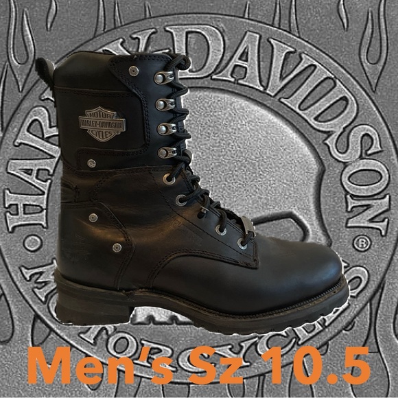 Harley-Davidson Other - Harley-Davidson Moto Boots Black Leather with Metal emblem Men's Size 10.5
